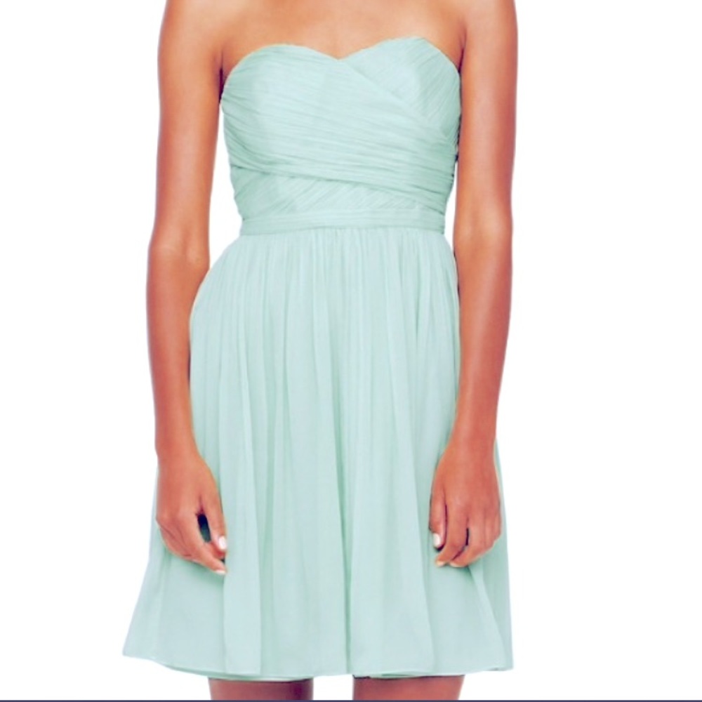 J Crew pale teal strapless formal mini dress